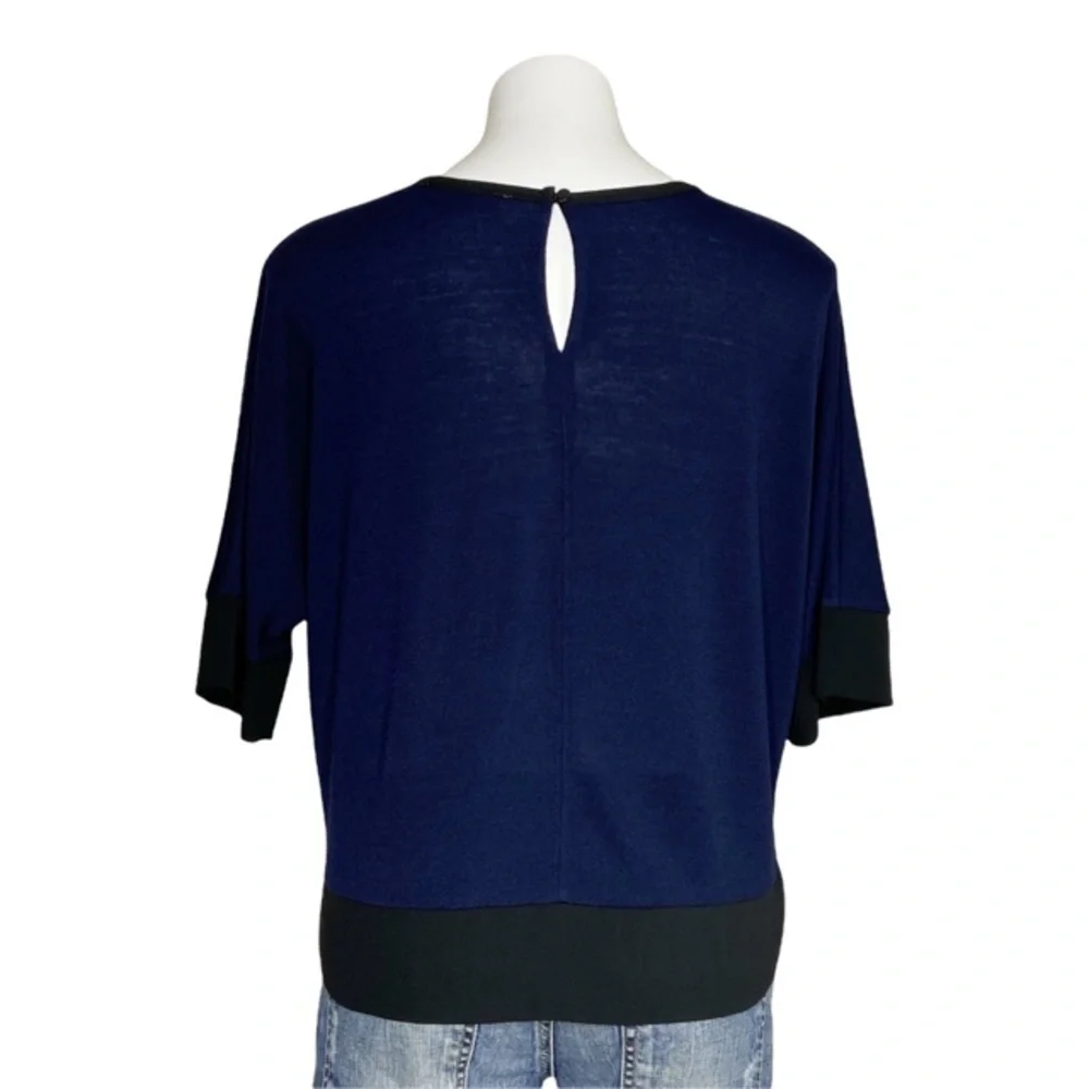 LOFT Blue & Black Top Blouse Medium